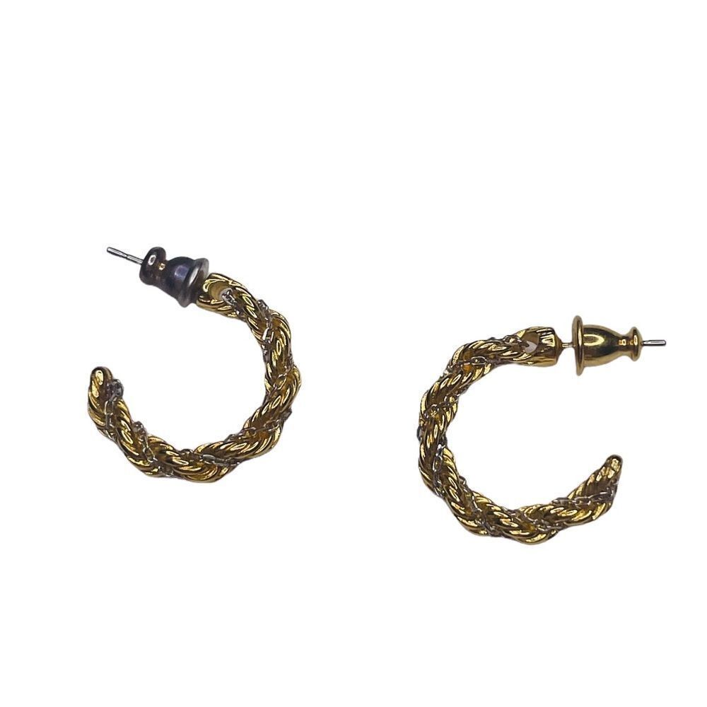10/$25🦋 Small Gold Braided Rope Hoop Earrings